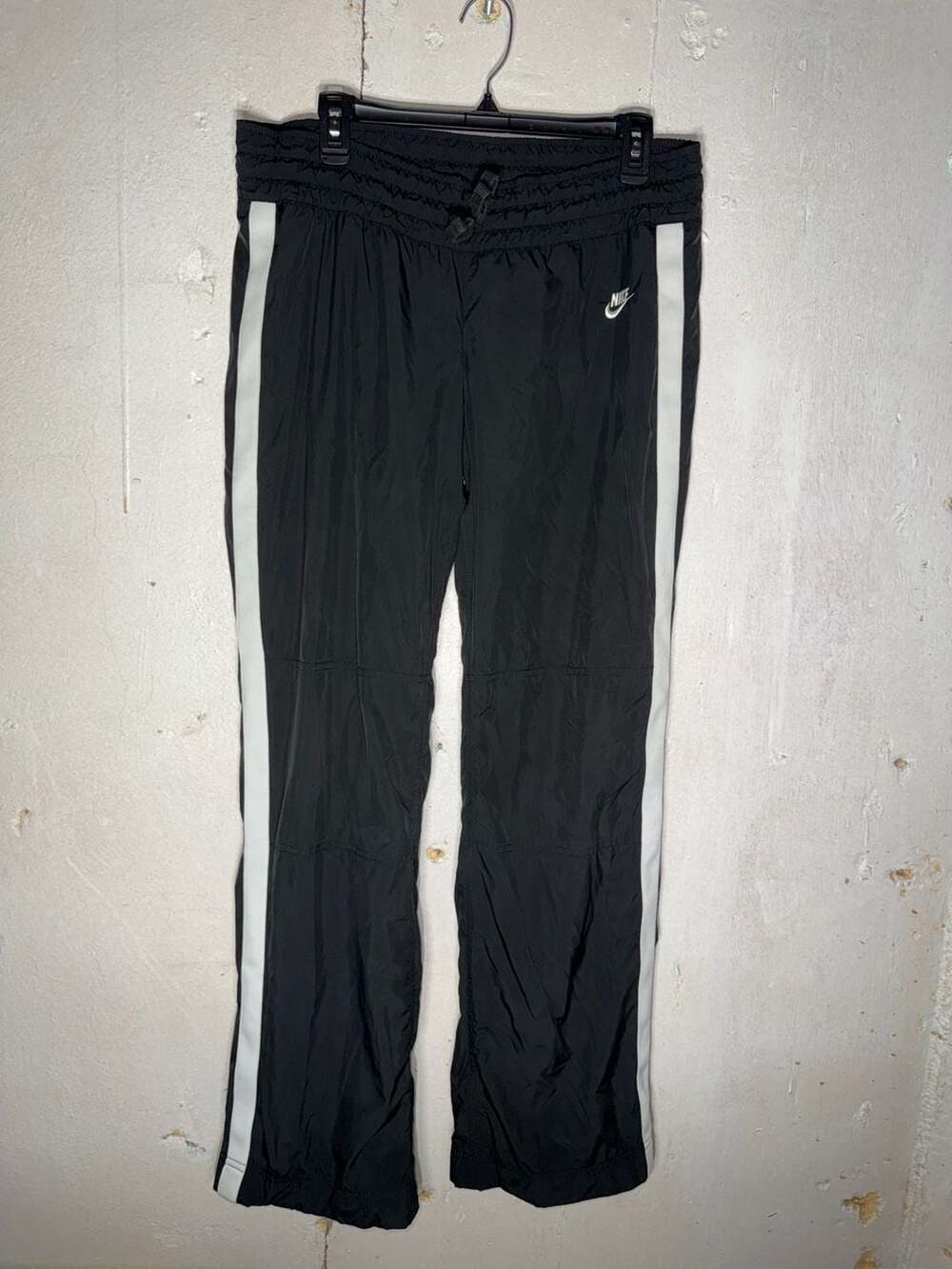 Vintage Nike Sportswear Women's Medium Black Nylon Windbreaker Track Pants Side